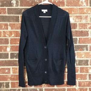 Ann Taylor LOFT Navy Blue Half Button Cardigan